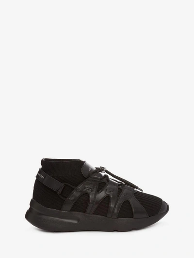 Shop Alexander Mcqueen Oversized Knit Sock Runner In Black