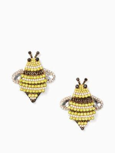 Shop Kate Spade Picnic Perfect Jeweled Bee Statement Studs In Metal