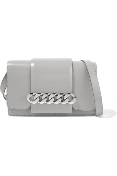 Shop Givenchy Infinity Chain-trimmed Leather Shoulder Bag In Gray