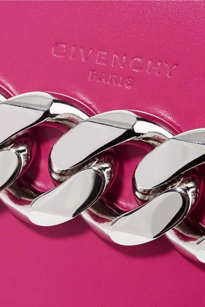 Shop Givenchy Infinity Chain-trimmed Leather Shoulder Bag In Fuchsia