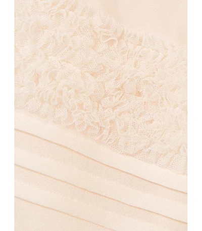 Shop Chloé Asymmetric Lace-trimmed Silk-blend Midi Dress In Ivory