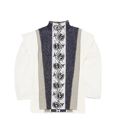 Shop Chloé Embellished Embroidered Blouse In Ivory