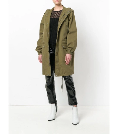 Shop Saint Laurent Long Parka In Green