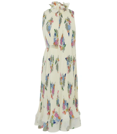 Shop Tibi Pleated Camilia Sleeveless Dress With Removable Belt In White Multi