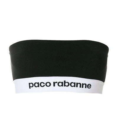 Shop Rabanne Black Branded Bandeau Top