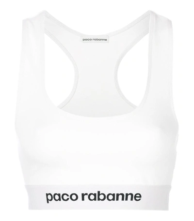 Shop Paco Rabanne White Logo Cropped Top