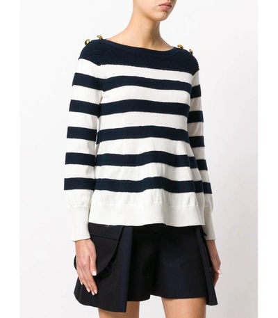 Shop Sacai Black/white Striped Sweater
