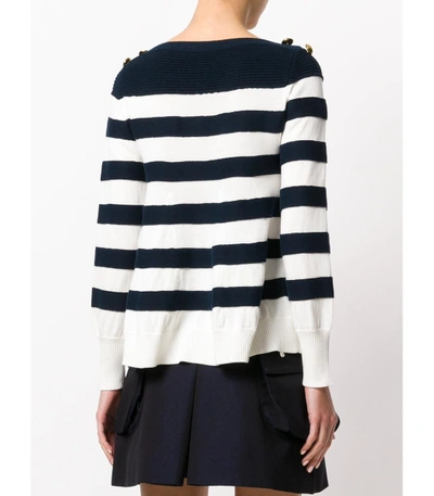 Shop Sacai Black/white Striped Sweater