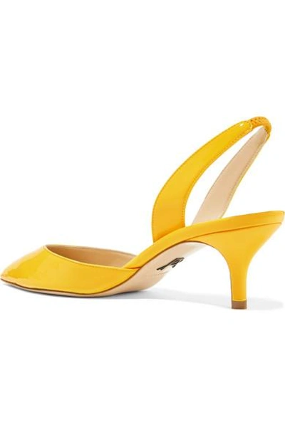 Shop Paul Andrew Rhea Patent-leather Slingback Pumps In Yellow