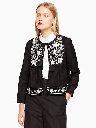 Shop Kate Spade Embroidered Jacket In Black