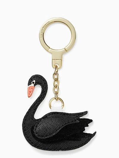 Kate Spade Leather Swan Keychain In Black/white | ModeSens