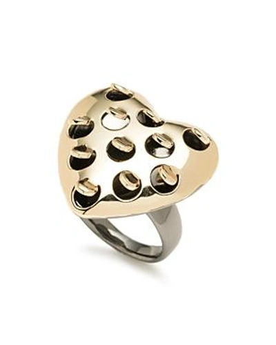 Shop Alexis Bittar Alexis Bitter Heart Cocktail Ring In Gold