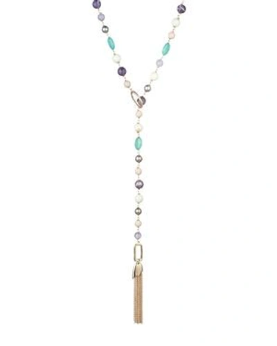 Shop Alexis Bittar Beaded Lariat Tassel Necklace, 40 In Multi/gold