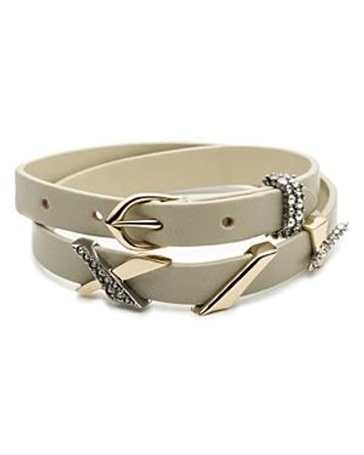 Shop Alexis Bittar Crystal Embellished Leather Wrap Bracelet In Gray