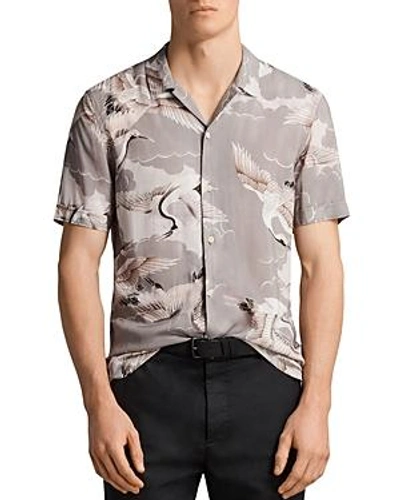 Shop Allsaints Romaji Regular Fit Button-down Shirt In Light Gray
