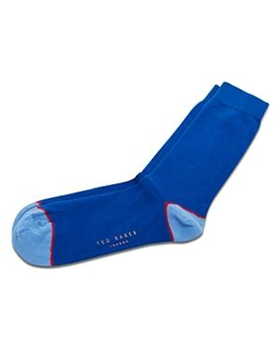 Shop Ted Baker Jack Contrast Heel And Toe Socks In Blue