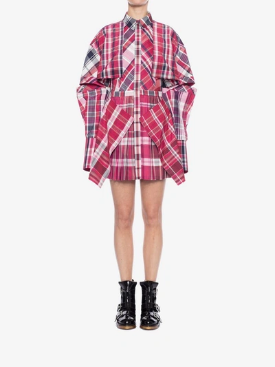 Shop Alexander Mcqueen Country Check Mini Dress In Red/black/ivory