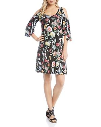 Shop Karen Kane Cold-shoulder Floral Dress In Floral Print
