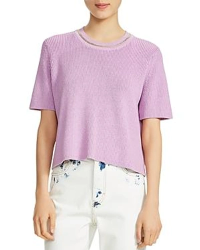 Shop Maje Magrite Short-sleeve Chain-trim Sweater In Lilac