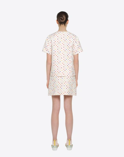 Shop Valentino Polka-dot Print Skirt In Ivory