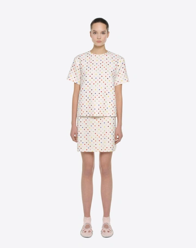 Shop Valentino Polka-dot Print Skirt In Ivory