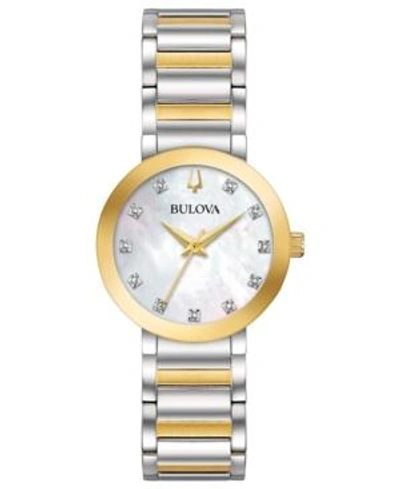 Shop Bulova Women's Futuro Diamond-accent Two-tone Stainless Steel Bracelet Watch 30mm