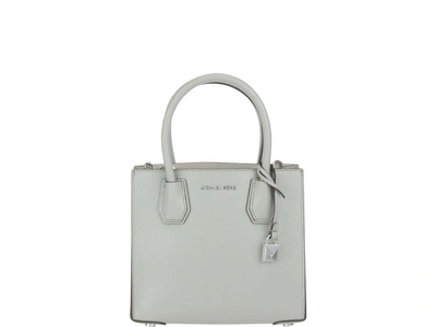 Shop Michael Kors Medium Mercer Bag In Pearl Grey