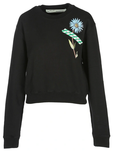 Shop Off-white Flower Tape Print Sweatshirt In Black