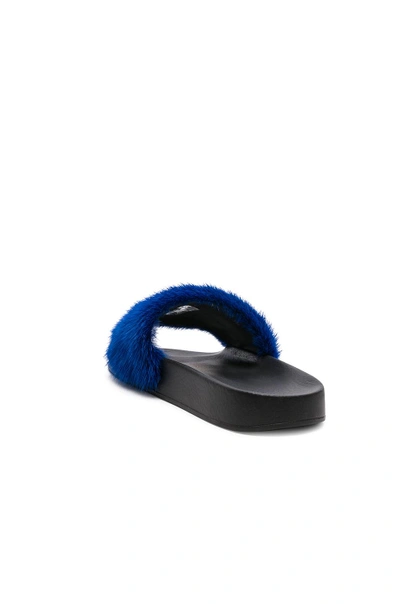 Shop Givenchy Mink Fur Slides In Blue