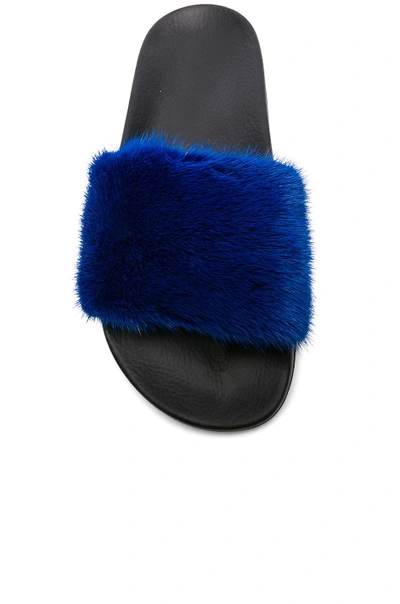 Shop Givenchy Mink Fur Slides In Blue