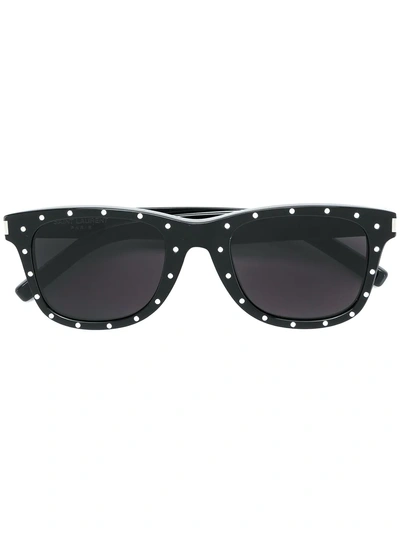 Shop Saint Laurent Eyewear Studded Square Frame Sunglasses - Black