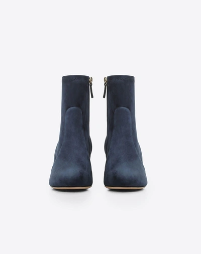 Shop Valentino Rockstud Suede Ankle Boot 60 Mm In Dark Blue