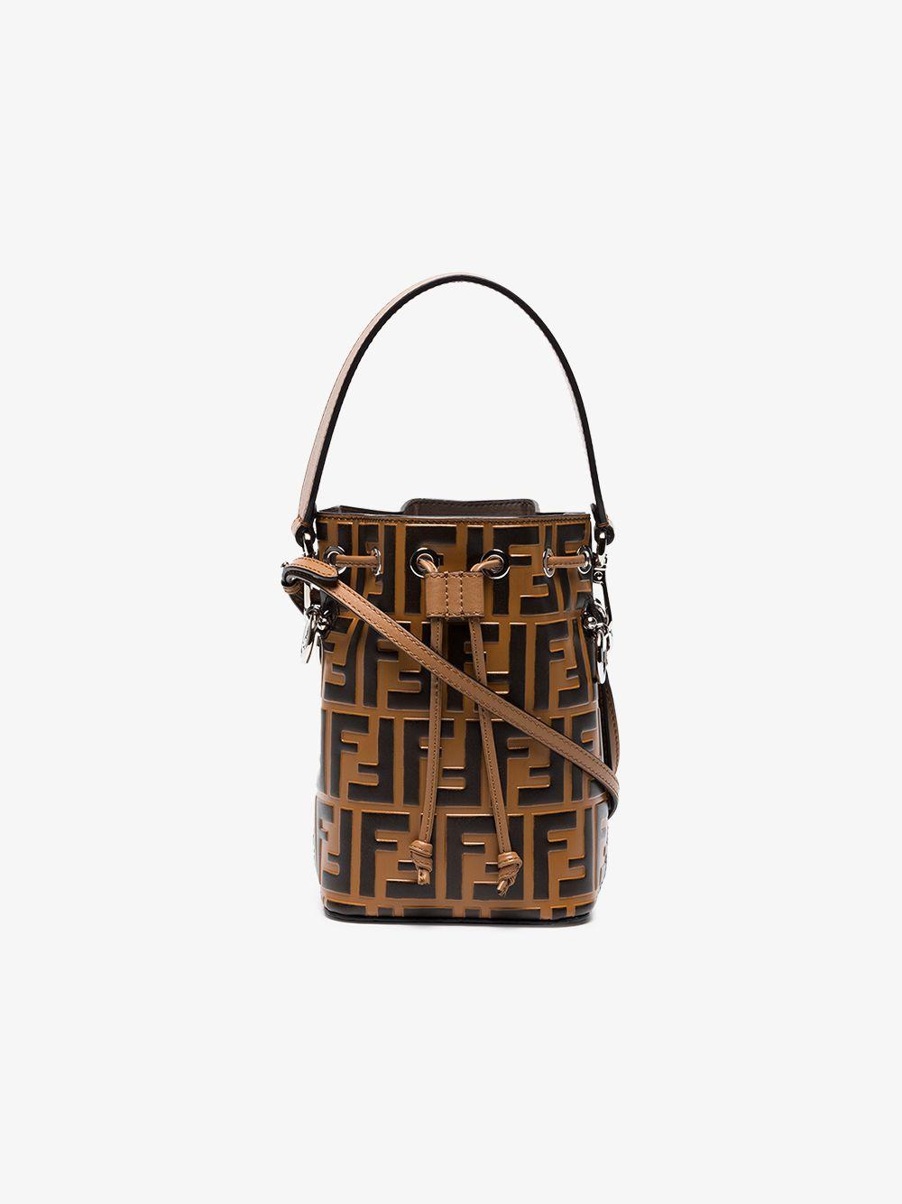 Fendi My Treasure Logo-embossed Leather Bucket Bag In Brown Multi ...