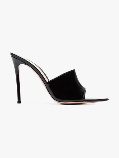 Shop Gianvito Rossi Black 105 Patent Leather Open Toe Mules