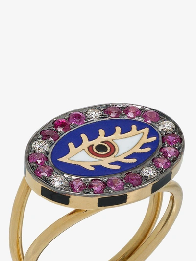 Shop Holly Dyment 18k Yellow Gold Americana Eye Ring In Metallic