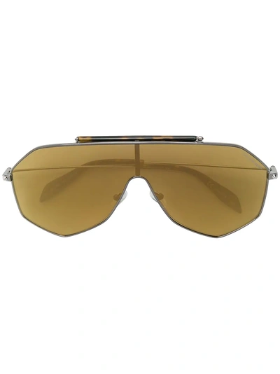 Shop Alexander Mcqueen Oversized Sunglasses In Metallic