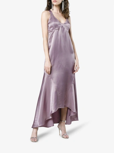 Shop Beaufille Lacerta Sleeveless Asymmetric Dress In Pink&purple