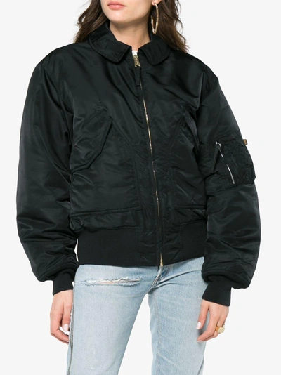 Shop Alyx Logo Applique Bomber Flight Jacket In Black