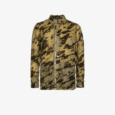 Shop Stone Island Shadow Project Camouflage Print Shirt Jacket In Green