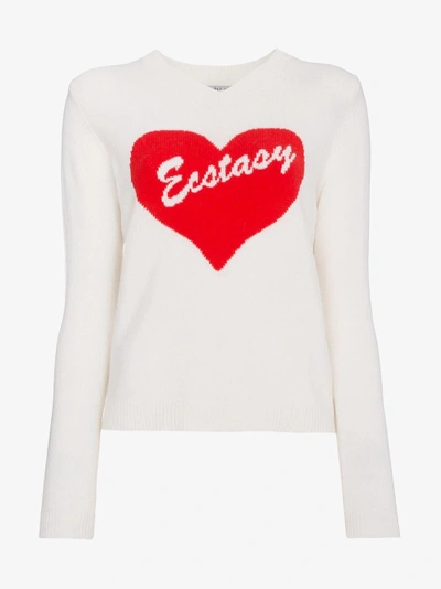 Shop Ashley Williams Ecstasy Intarsia Wool Sweater In White