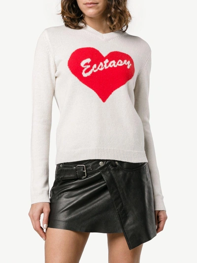 Shop Ashley Williams Ecstasy Intarsia Wool Sweater In White