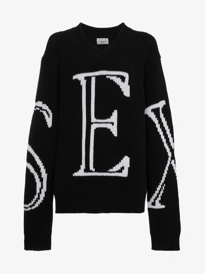 Shop Ashley Williams Sex Intarsia Oversized Wool Sweater In Black