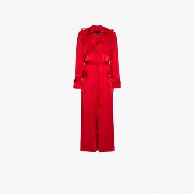 Shop Michael Lo Sordo Silk Trench Coat In Red