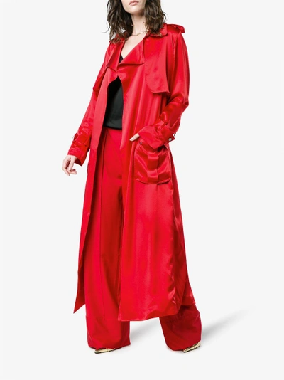 Shop Michael Lo Sordo Silk Trench Coat In Red