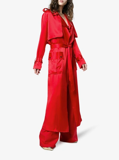 Shop Michael Lo Sordo Silk Trench Coat In Red