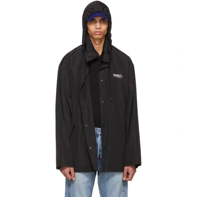Balenciaga Archetype Printed Shell Raincoat In 1000 Black | ModeSens