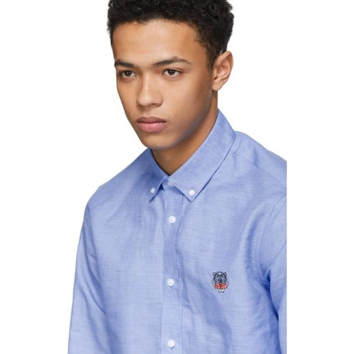 Shop Kenzo Blue Denim Tiger Crest Shirt In 64.bluln