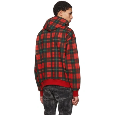 Shop Fear Of God Red Plaid Everyday Hoodie