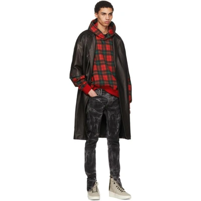 Shop Fear Of God Red Plaid Everyday Hoodie