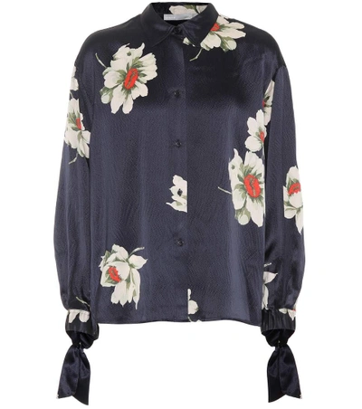 Shop Vince Floral-printed Silk Blouse In Female